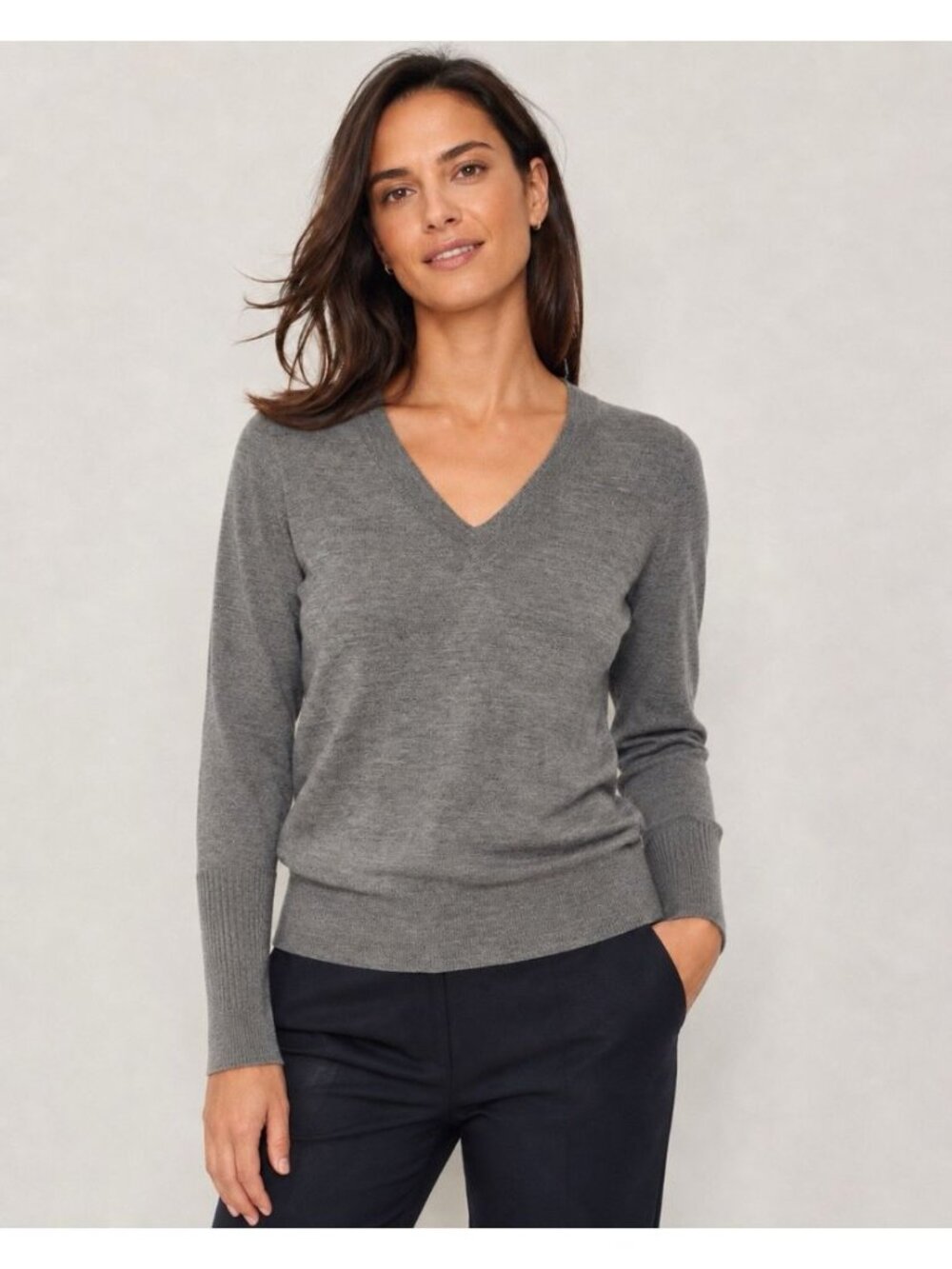 J Crew 100% Merino Wool XXS Long Sleeve Top Light Weight V-neck Sweater Luxury
